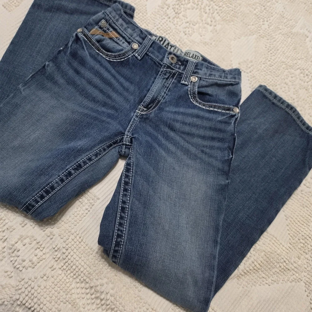 Ariat B4 Boys Relaxed Fit Blue Denim Jeans Adjustable Waist Size 12R